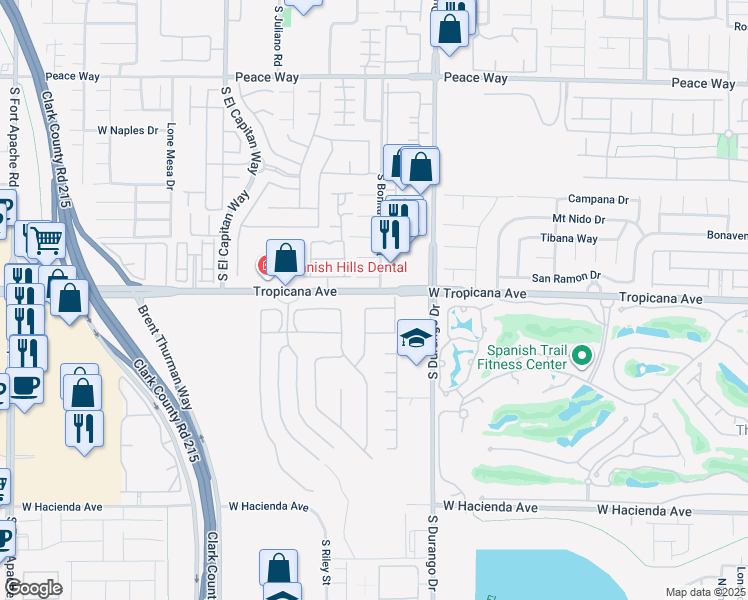 map of restaurants, bars, coffee shops, grocery stores, and more near 8712 Mesa Canogo Drive in Las Vegas