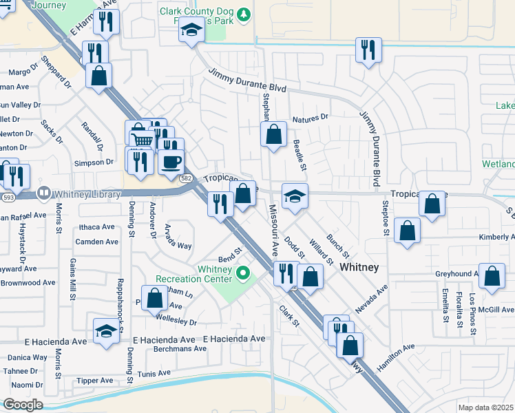 map of restaurants, bars, coffee shops, grocery stores, and more near 4944 Quiet Morning Street in Las Vegas