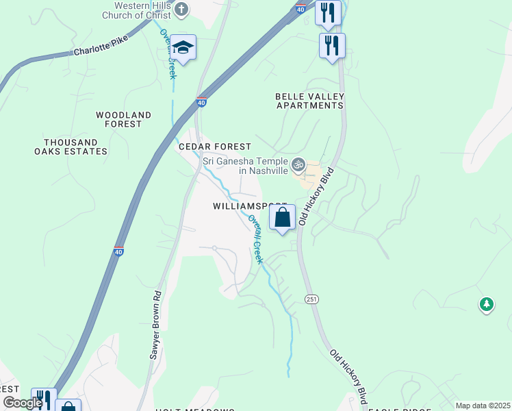 map of restaurants, bars, coffee shops, grocery stores, and more near 681 Williamsport Court in Nashville