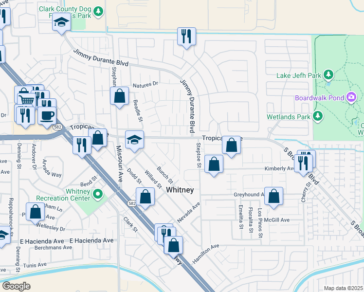 map of restaurants, bars, coffee shops, grocery stores, and more near 4928 Secret Rock Street in Las Vegas