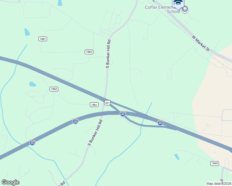 map of restaurants, bars, coffee shops, grocery stores, and more near 425 South Bunker Hill Road in Colfax