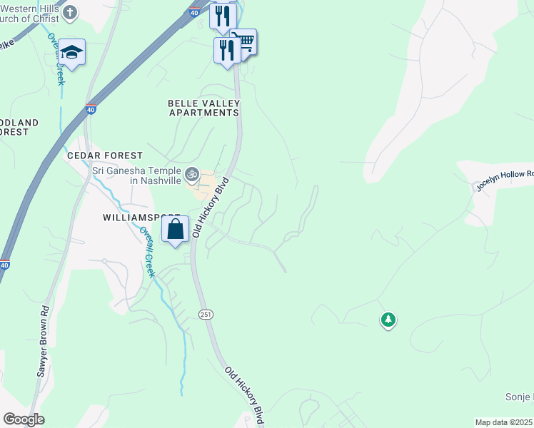 map of restaurants, bars, coffee shops, grocery stores, and more near 510 Old Hickory Boulevard in Nashville