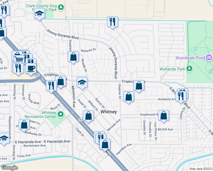 map of restaurants, bars, coffee shops, grocery stores, and more near 4882 Primavera Street in Las Vegas
