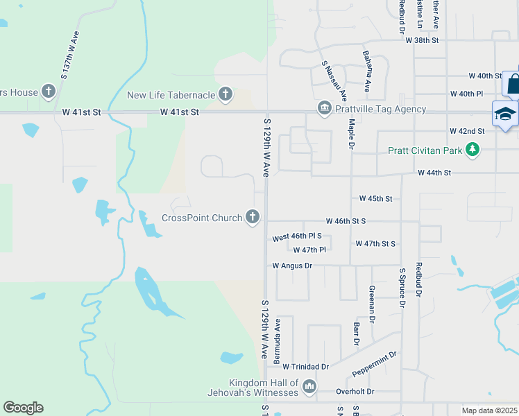 map of restaurants, bars, coffee shops, grocery stores, and more near 4402 S 129th W Ave in Sand Springs