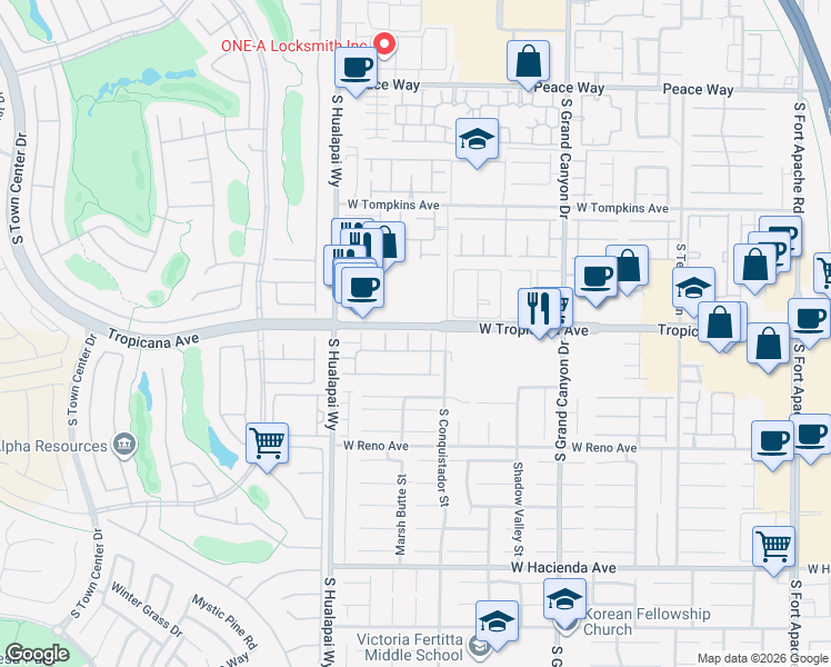 map of restaurants, bars, coffee shops, grocery stores, and more near 4908 Desert Lime Court in Las Vegas