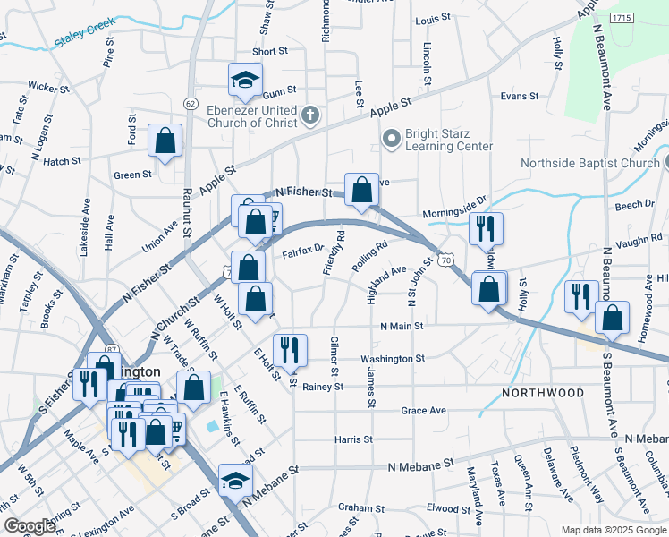 map of restaurants, bars, coffee shops, grocery stores, and more near 207 Friendly Road in Burlington
