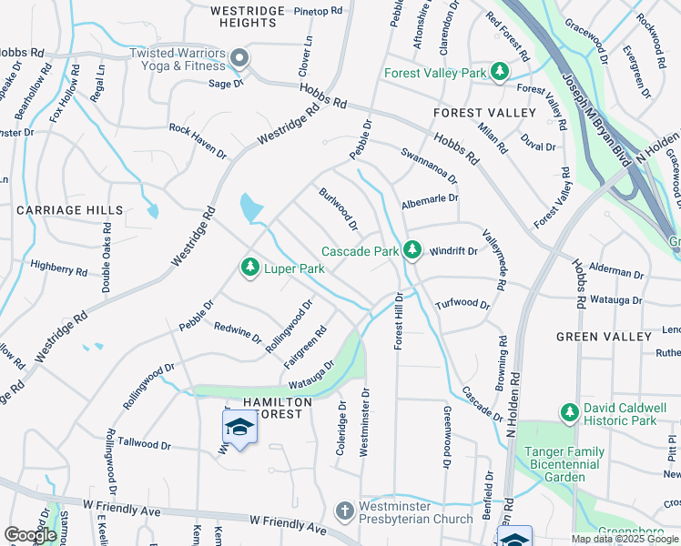 map of restaurants, bars, coffee shops, grocery stores, and more near 910 Chatfield Drive in Greensboro
