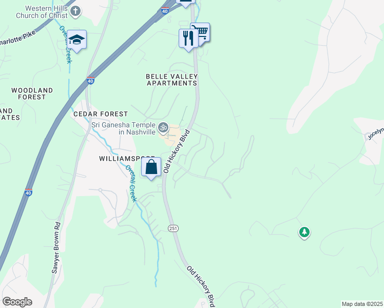 map of restaurants, bars, coffee shops, grocery stores, and more near 510 Old Hickory Boulevard in Nashville