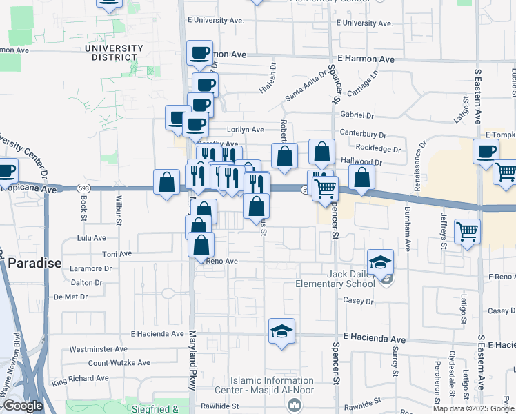 map of restaurants, bars, coffee shops, grocery stores, and more near 5003 Tamarus Street in Las Vegas