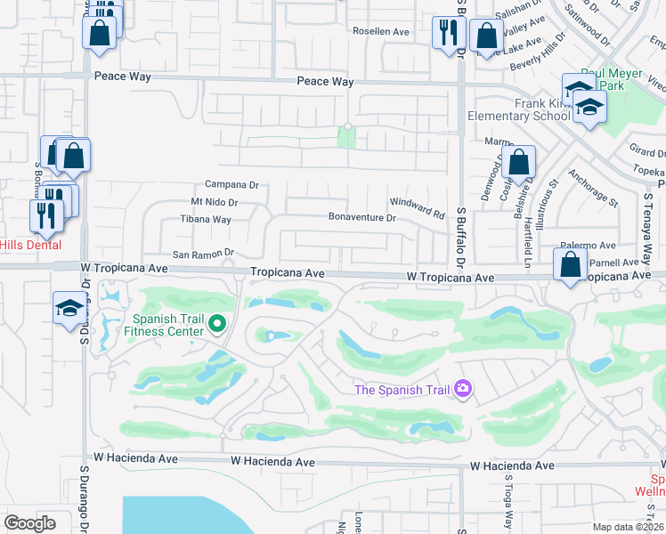 map of restaurants, bars, coffee shops, grocery stores, and more near 4890 El Capote Drive in Las Vegas