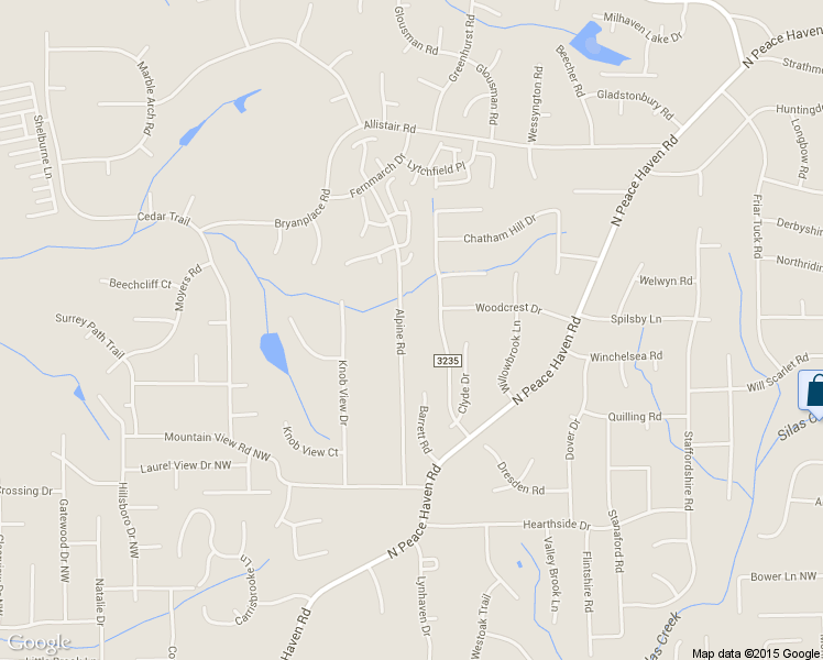 map of restaurants, bars, coffee shops, grocery stores, and more near 575 Alpine Road in Winston-Salem