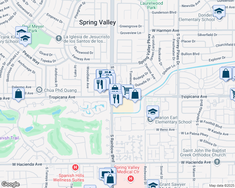 map of restaurants, bars, coffee shops, grocery stores, and more near 4878 Nara Vista Way in Las Vegas