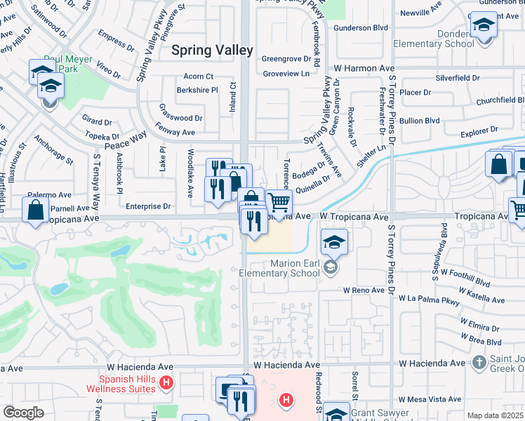 map of restaurants, bars, coffee shops, grocery stores, and more near 4872 Nara Vista Way in Las Vegas