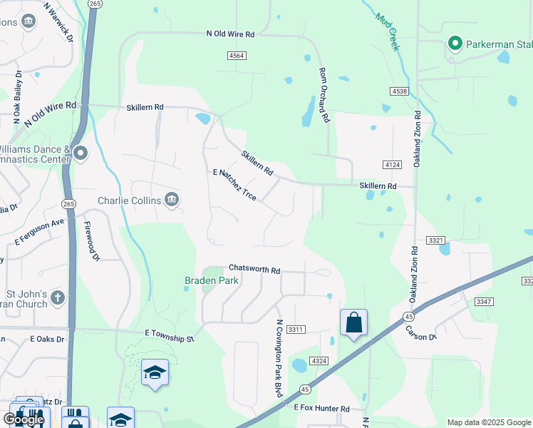 map of restaurants, bars, coffee shops, grocery stores, and more near 3583 E Natchez Trce in Fayetteville