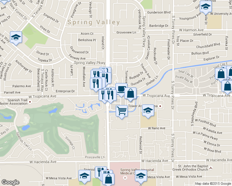 map of restaurants, bars, coffee shops, grocery stores, and more near 4854 Nara Vista Way in Las Vegas