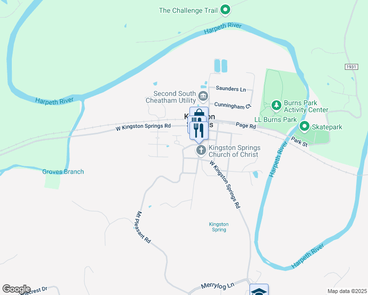 map of restaurants, bars, coffee shops, grocery stores, and more near 161 Avalon Drive in Kingston Springs