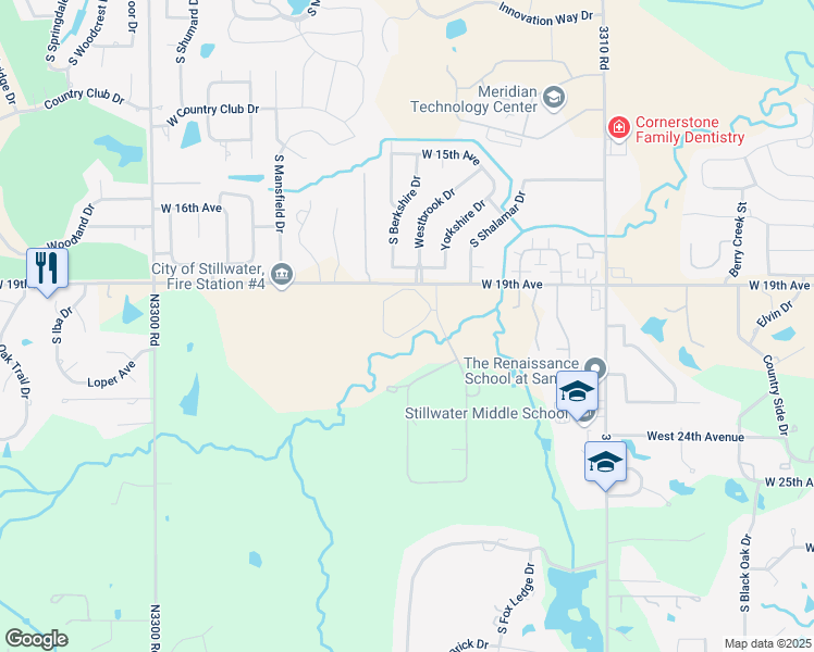 map of restaurants, bars, coffee shops, grocery stores, and more near 4100 West 19th Avenue in Stillwater