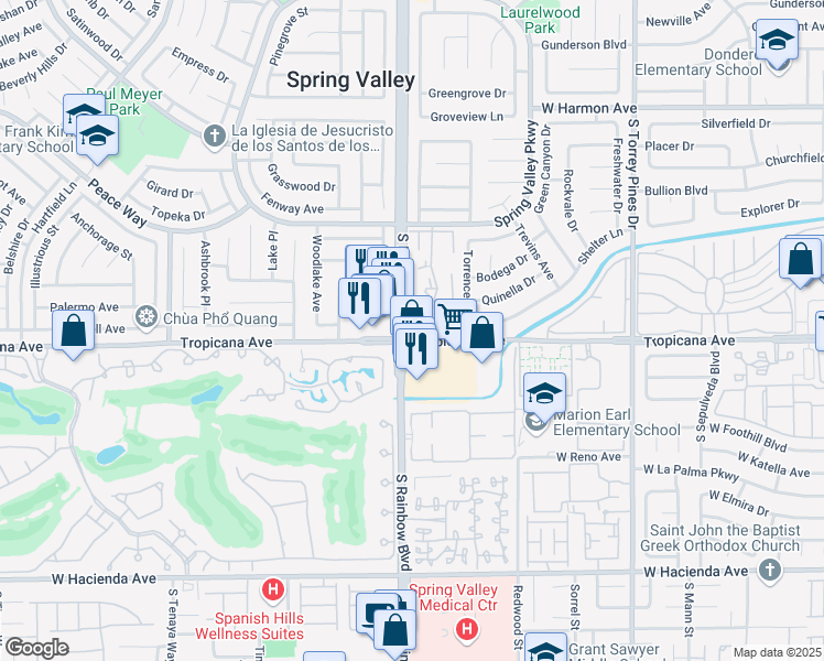 map of restaurants, bars, coffee shops, grocery stores, and more near 4884 Nara Vista Way in Las Vegas