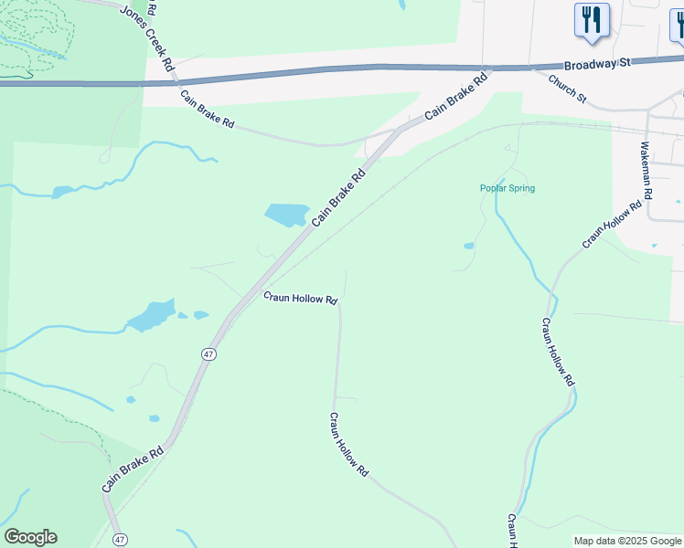 map of restaurants, bars, coffee shops, grocery stores, and more near 1043 Craun Hollow Road in White Bluff