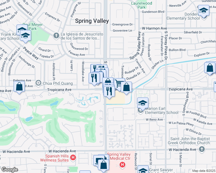 map of restaurants, bars, coffee shops, grocery stores, and more near 4854 Nara Vista Way in Las Vegas