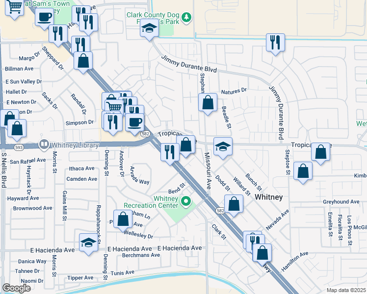 map of restaurants, bars, coffee shops, grocery stores, and more near 4905 Quiet Morning Street in Las Vegas