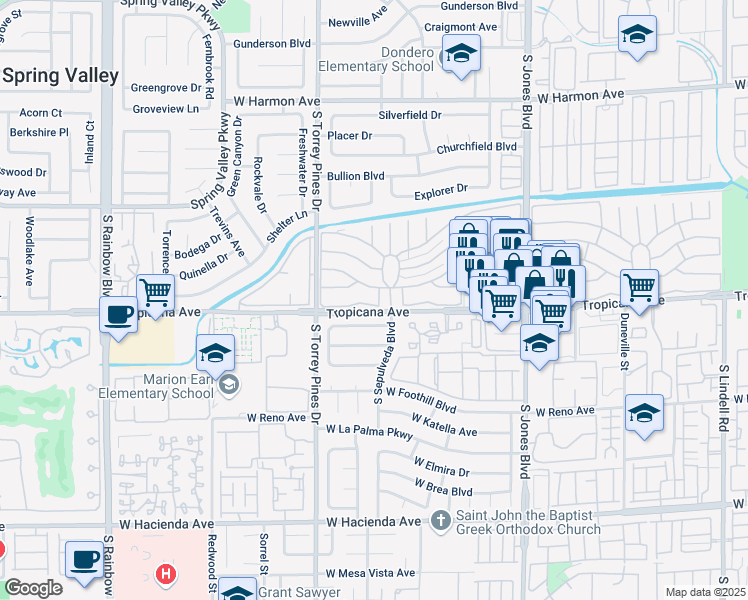 map of restaurants, bars, coffee shops, grocery stores, and more near 424 Galleons West in Las Vegas