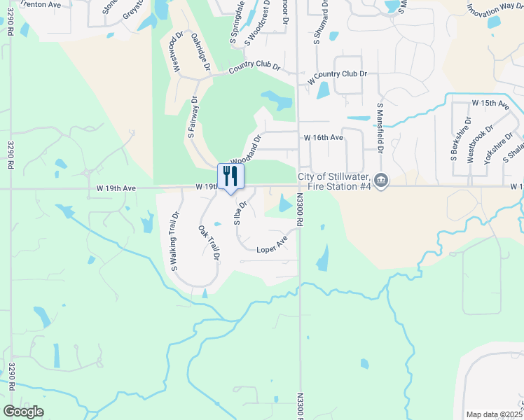 map of restaurants, bars, coffee shops, grocery stores, and more near 2007 South Highland Court in Stillwater