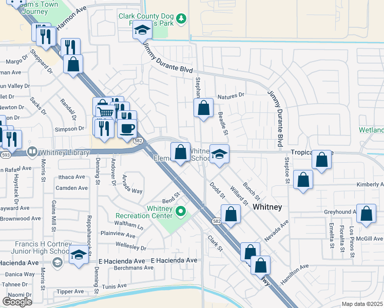 map of restaurants, bars, coffee shops, grocery stores, and more near 5764 Dream Fulfilled Road in Las Vegas