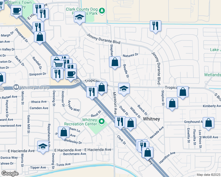 map of restaurants, bars, coffee shops, grocery stores, and more near 5764 Dream Fulfilled Road in Las Vegas