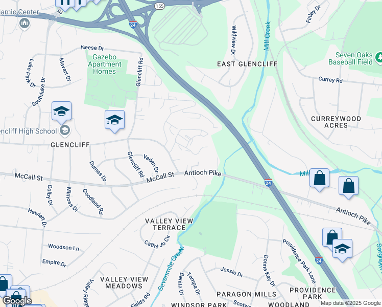 map of restaurants, bars, coffee shops, grocery stores, and more near 127 Bridgeway Drive in Nashville