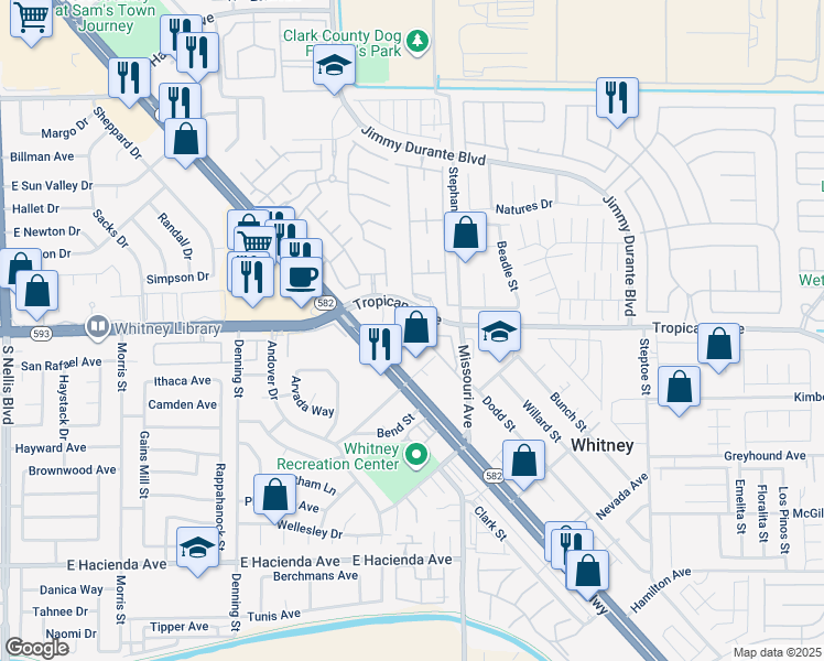 map of restaurants, bars, coffee shops, grocery stores, and more near 4905 Quiet Morning Street in Las Vegas