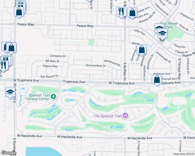 map of restaurants, bars, coffee shops, grocery stores, and more near 8003 Kinsella Way in Las Vegas