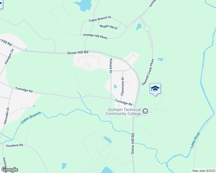 map of restaurants, bars, coffee shops, grocery stores, and more near 5726 Koback Drive in Durham