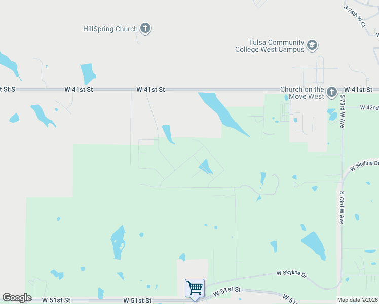 map of restaurants, bars, coffee shops, grocery stores, and more near 4501 South Holly Drive in Sand Springs