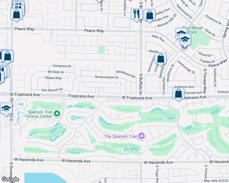 map of restaurants, bars, coffee shops, grocery stores, and more near 4864 Katrina Way in Las Vegas
