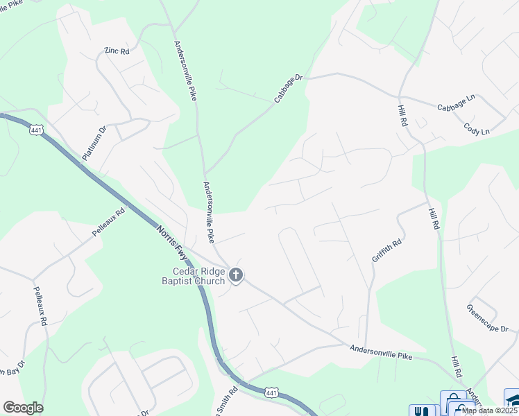 map of restaurants, bars, coffee shops, grocery stores, and more near 4003 Rainbow Hill Lane in Knoxville