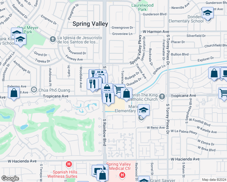 map of restaurants, bars, coffee shops, grocery stores, and more near 4860 Nara Vista Way in Las Vegas