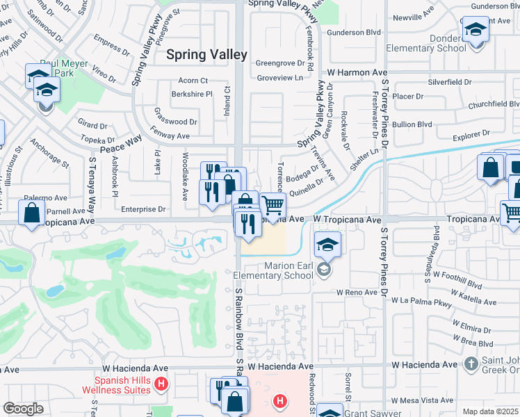 map of restaurants, bars, coffee shops, grocery stores, and more near 4860 Nara Vista Way in Las Vegas