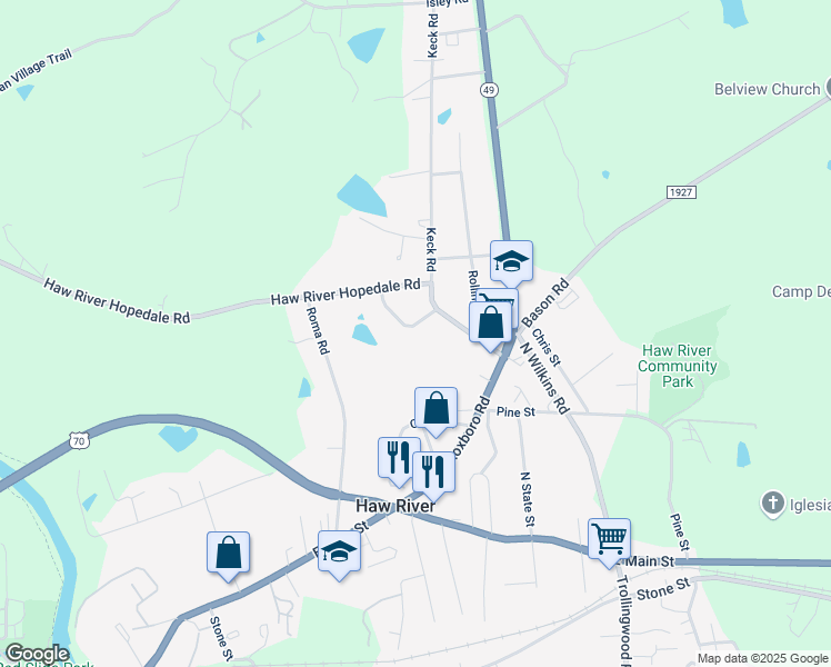 map of restaurants, bars, coffee shops, grocery stores, and more near 412 Glen Oaks Road in Burlington