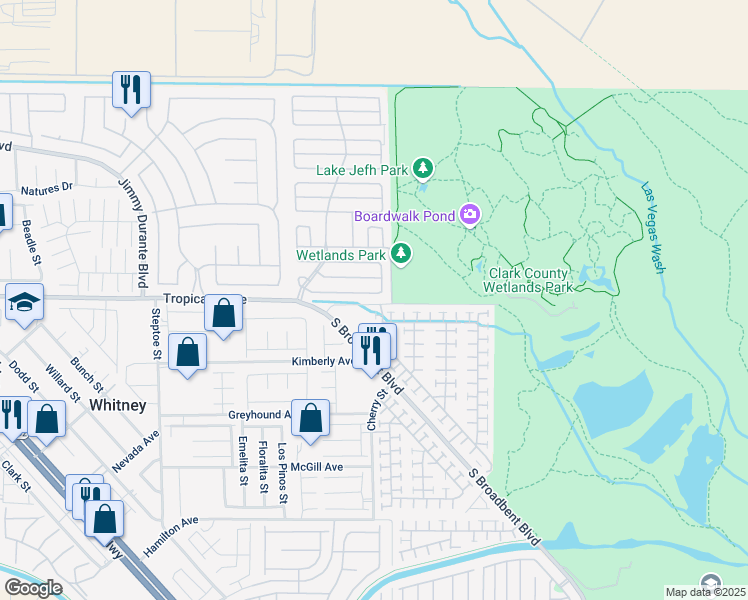 map of restaurants, bars, coffee shops, grocery stores, and more near 7050 Hollywood Circle in Las Vegas