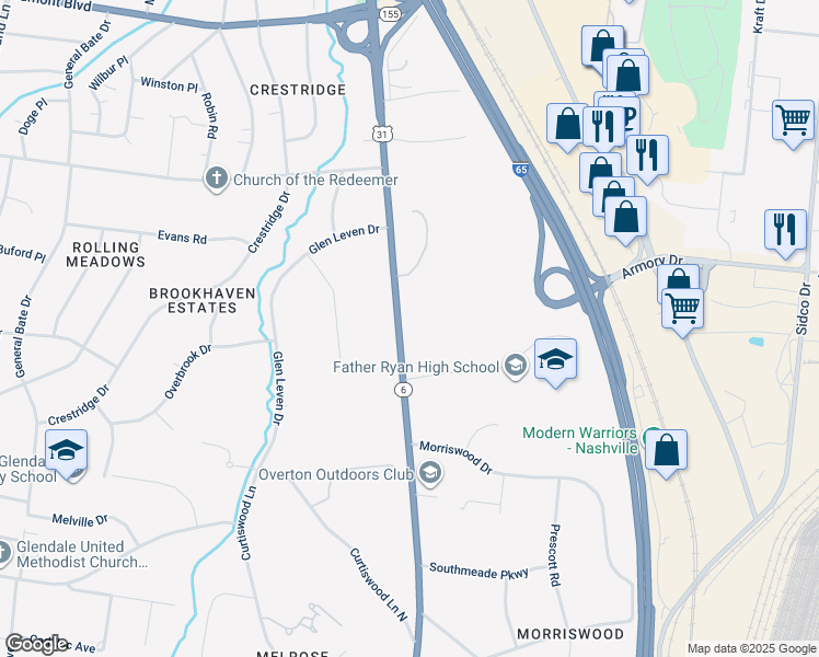 map of restaurants, bars, coffee shops, grocery stores, and more near in Davidson County