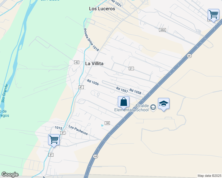 map of restaurants, bars, coffee shops, grocery stores, and more near Road 1056 in Ohkay Owingeh