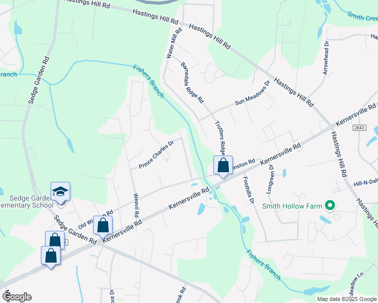 map of restaurants, bars, coffee shops, grocery stores, and more near 813 Prince Edward Road in Kernersville