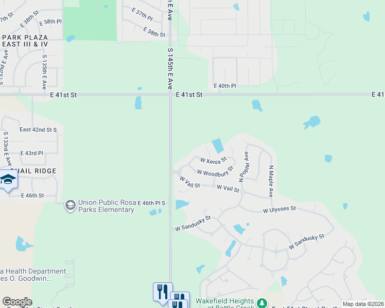 map of restaurants, bars, coffee shops, grocery stores, and more near 4508 North Walnut Avenue in Broken Arrow
