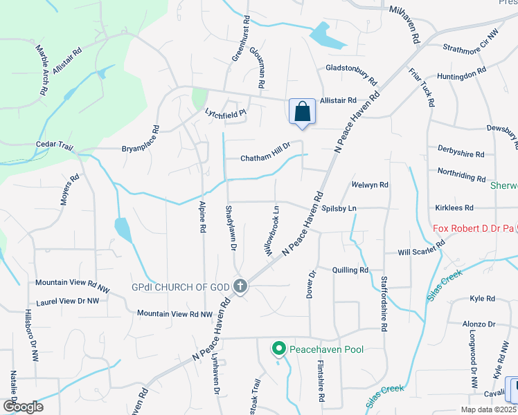 map of restaurants, bars, coffee shops, grocery stores, and more near 800 Woodcrest Drive in Winston-Salem