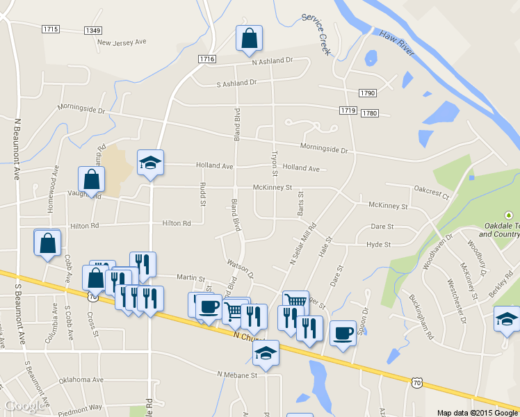 map of restaurants, bars, coffee shops, grocery stores, and more near 425 Hyde Street in Burlington