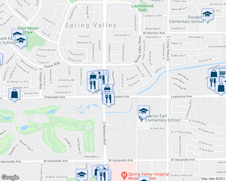 map of restaurants, bars, coffee shops, grocery stores, and more near 4854 Nara Vista Way in Las Vegas