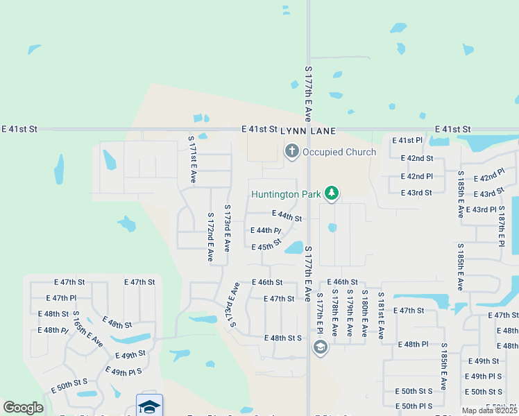 map of restaurants, bars, coffee shops, grocery stores, and more near 17409 East 44th Street in Tulsa