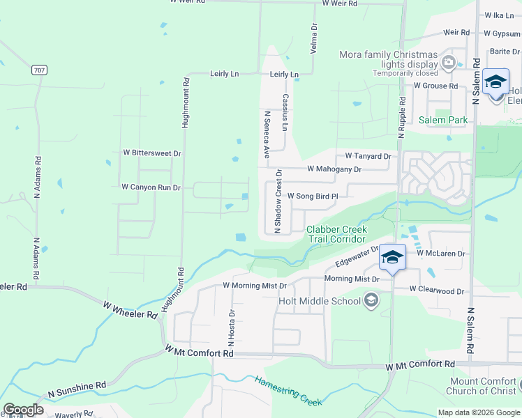 map of restaurants, bars, coffee shops, grocery stores, and more near 2629 North Indian Oaks Drive in Fayetteville