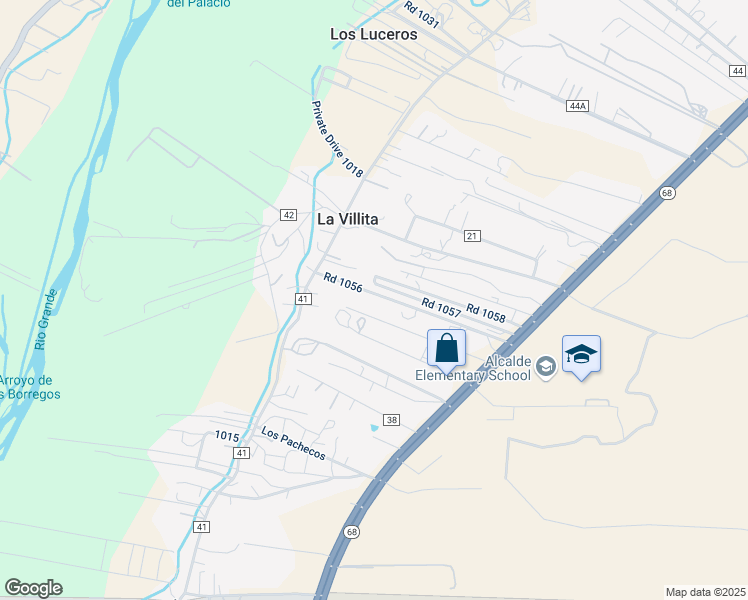 map of restaurants, bars, coffee shops, grocery stores, and more near Road 1056 in Ohkay Owingeh